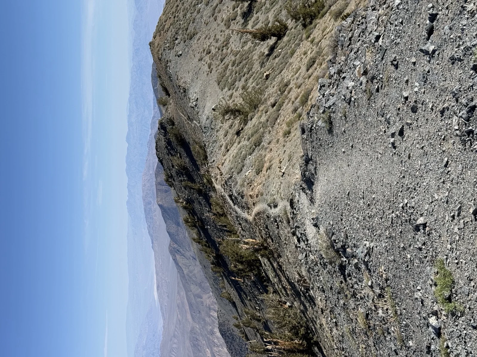 Ridgeline trail with peak visible in distance