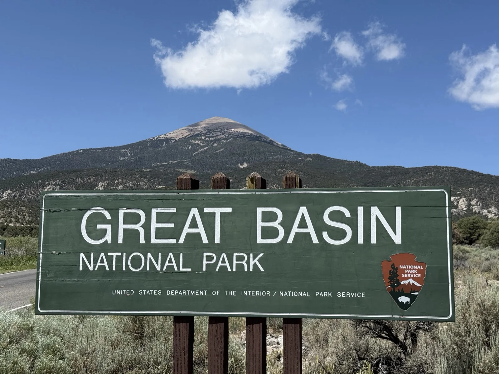 Great Basin National Park entrance sign from the scenic drive
